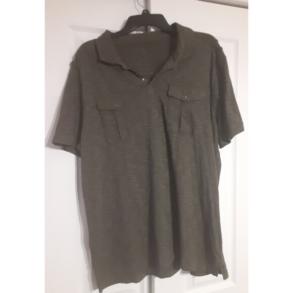 Rock & Republic The Iconic Polo Shirt XL Men's Green Space Dye Slim Fit Pockets - Picture 3 of 16